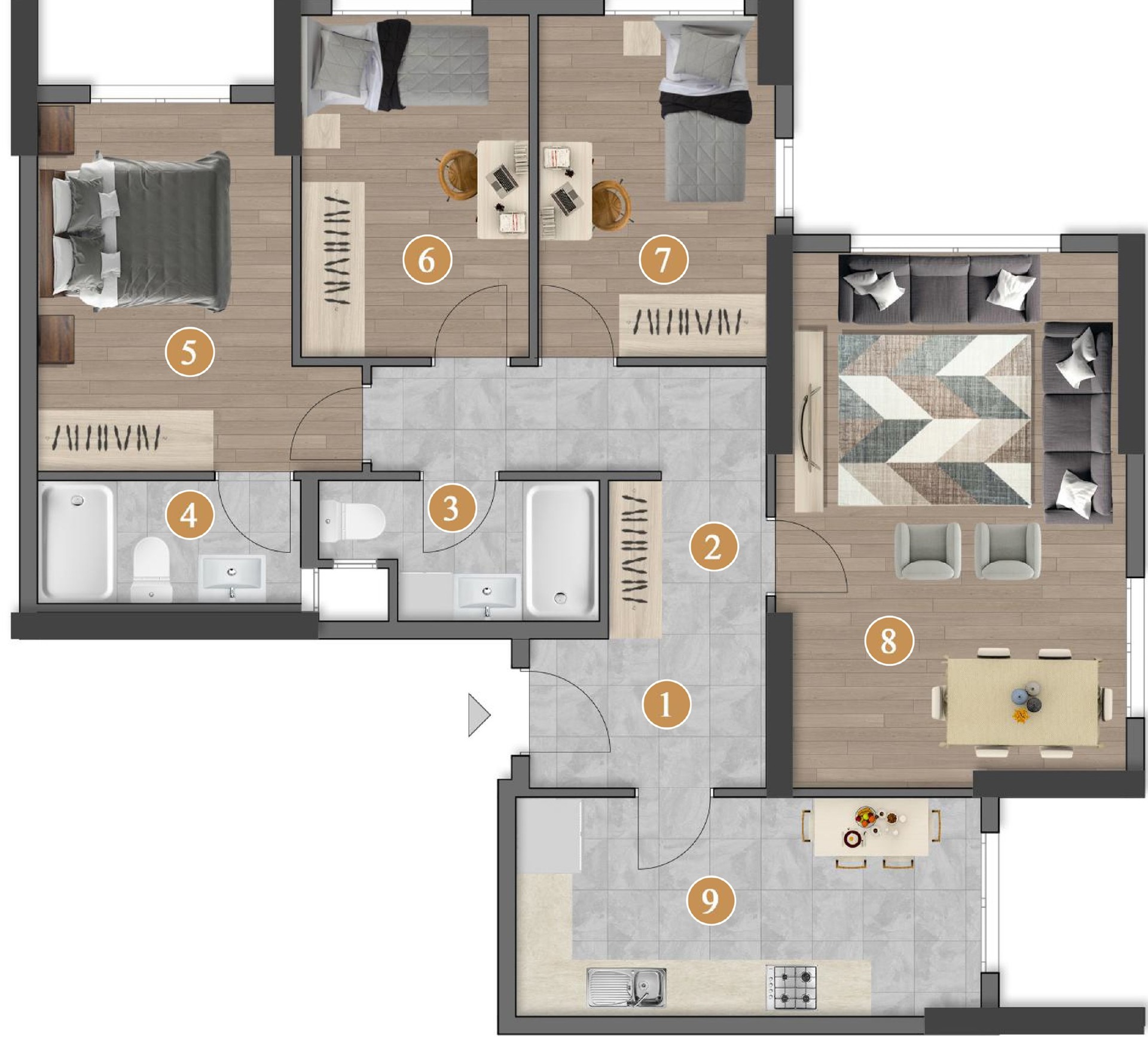 A2 Blok Zemin Kat plan görseli