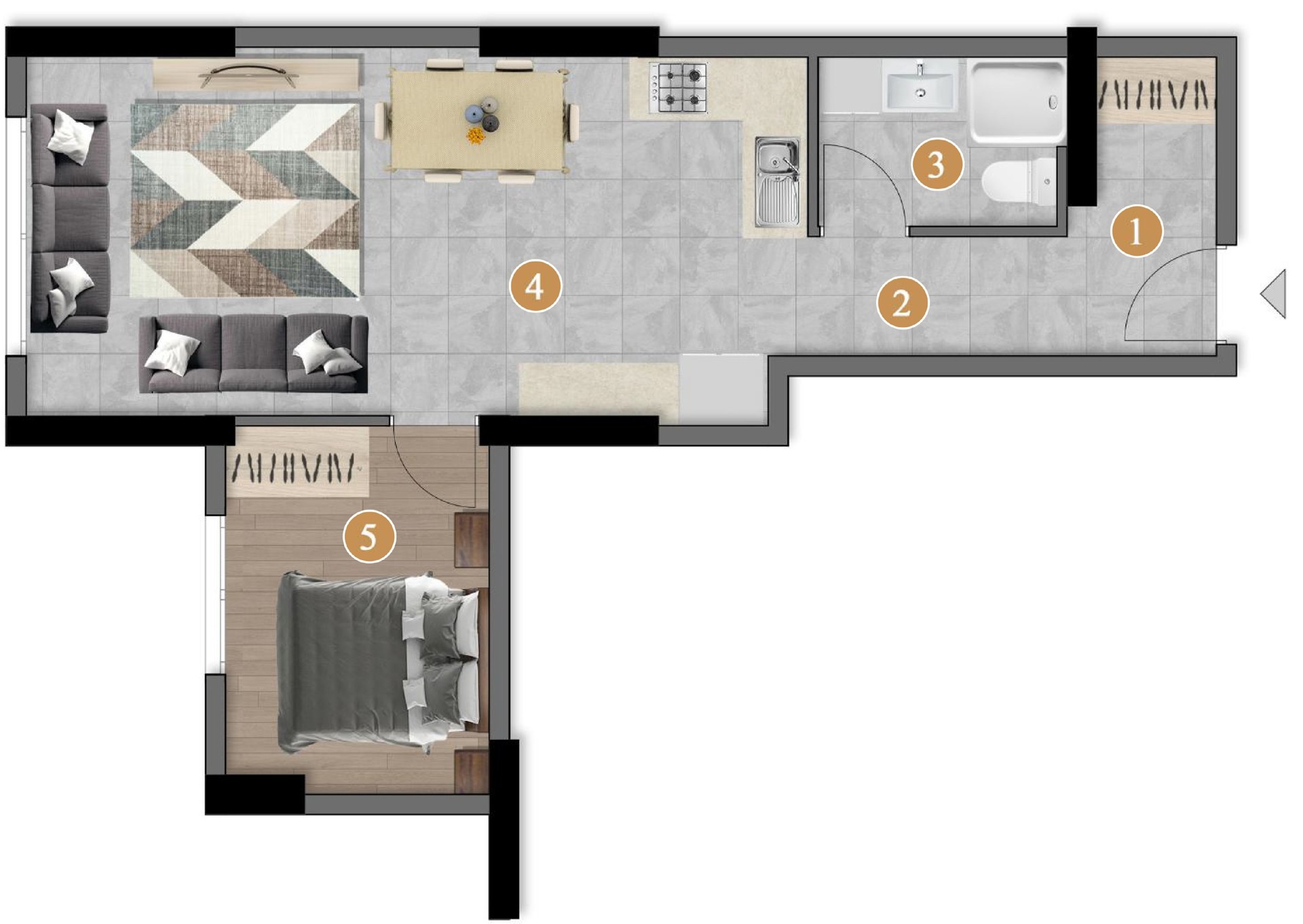 A1 Blok Zemin Kat plan görseli