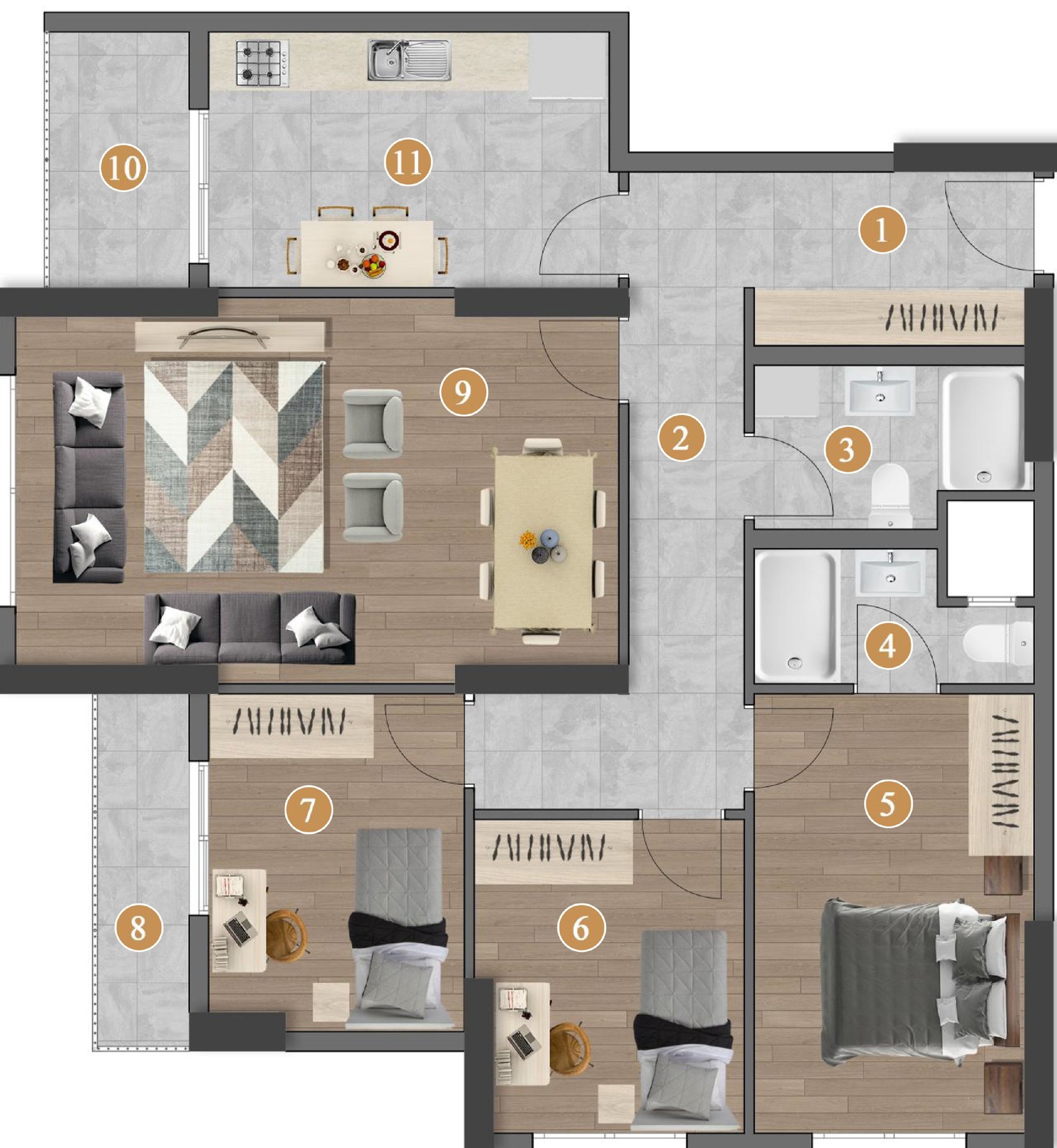 A1 Blok Normal Kat plan görseli
